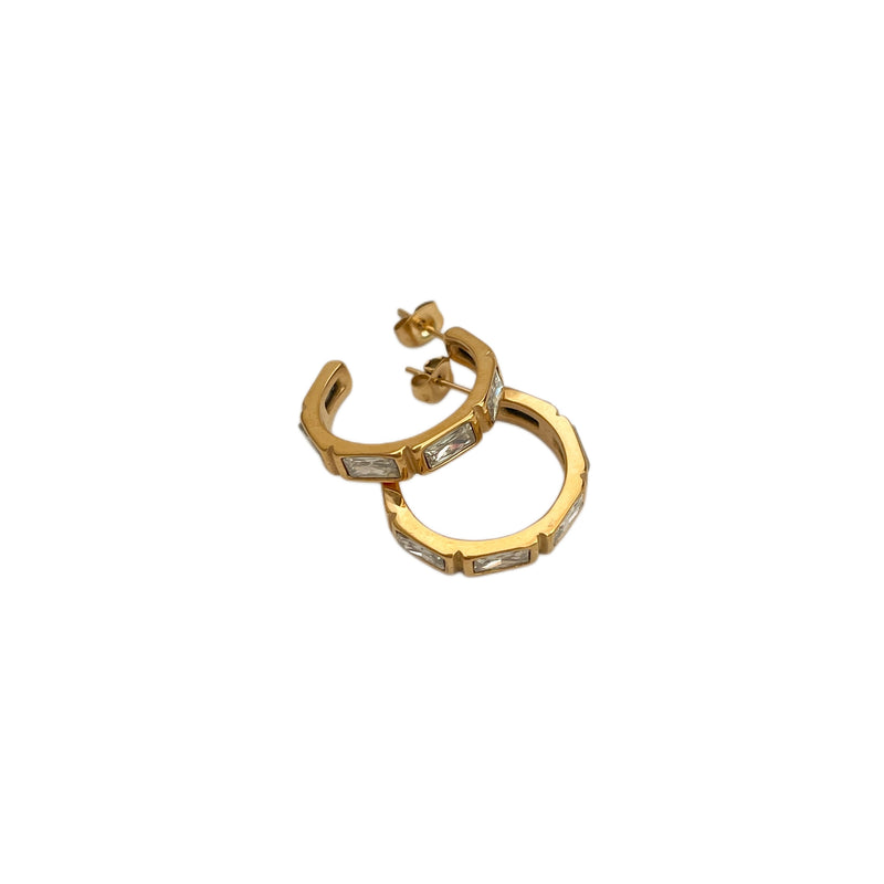 Baguette Crystal Hoops