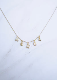 Gold Bubble Name Necklace