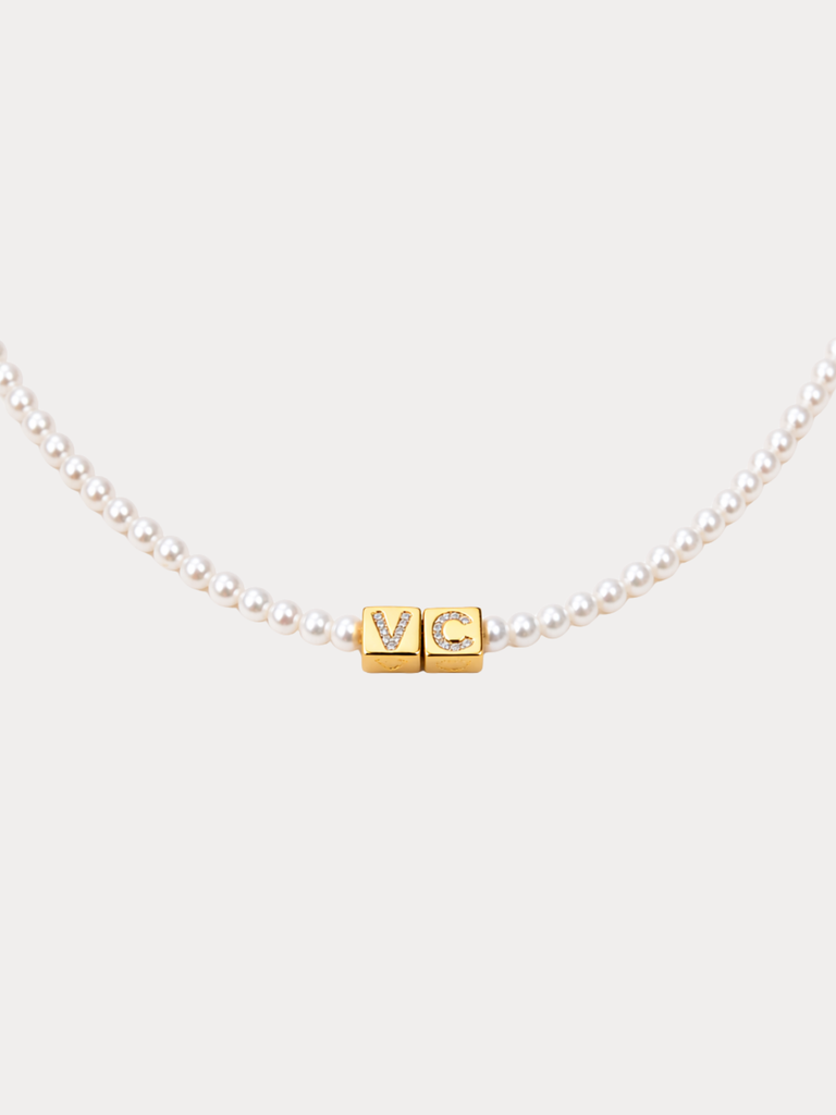 Pave Pearl Initial Choker