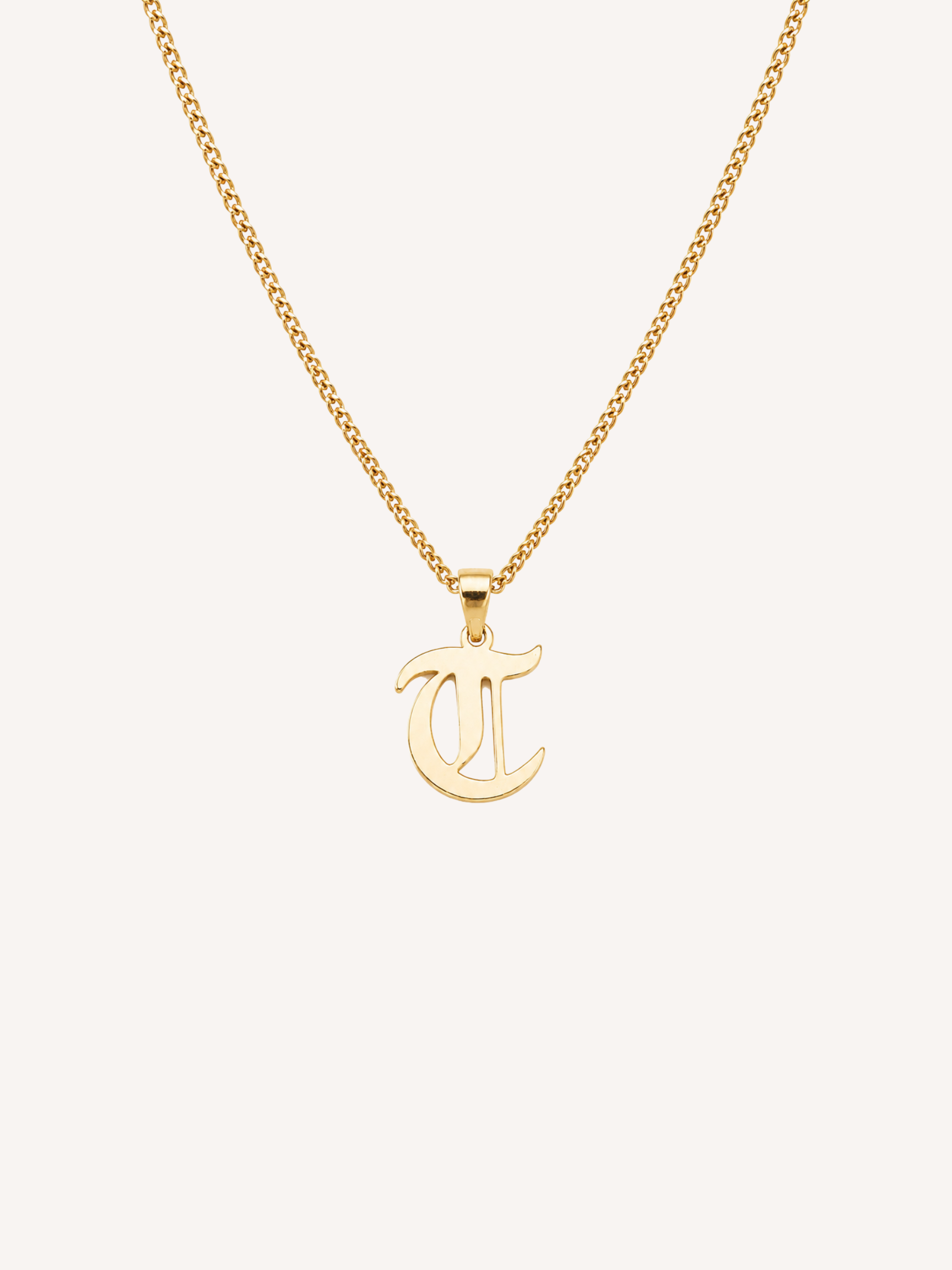 Old English Initial Pendant Necklace