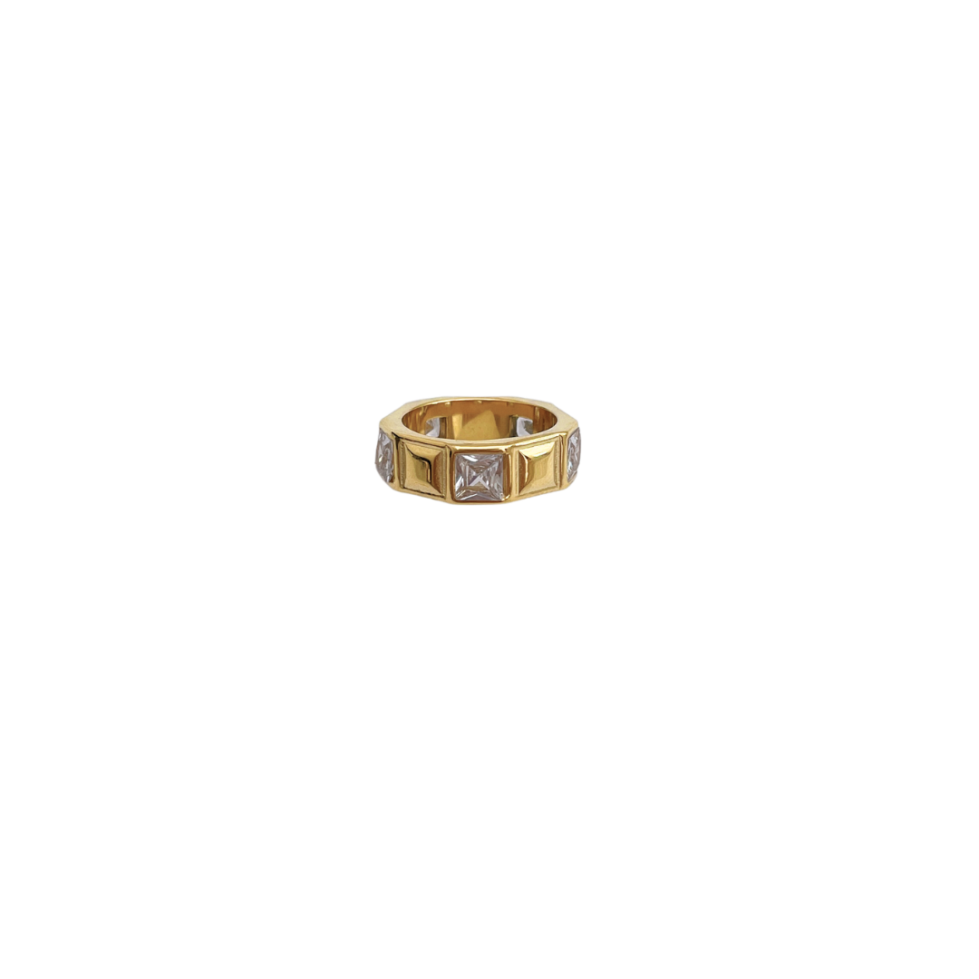 Checkered CZ Ring