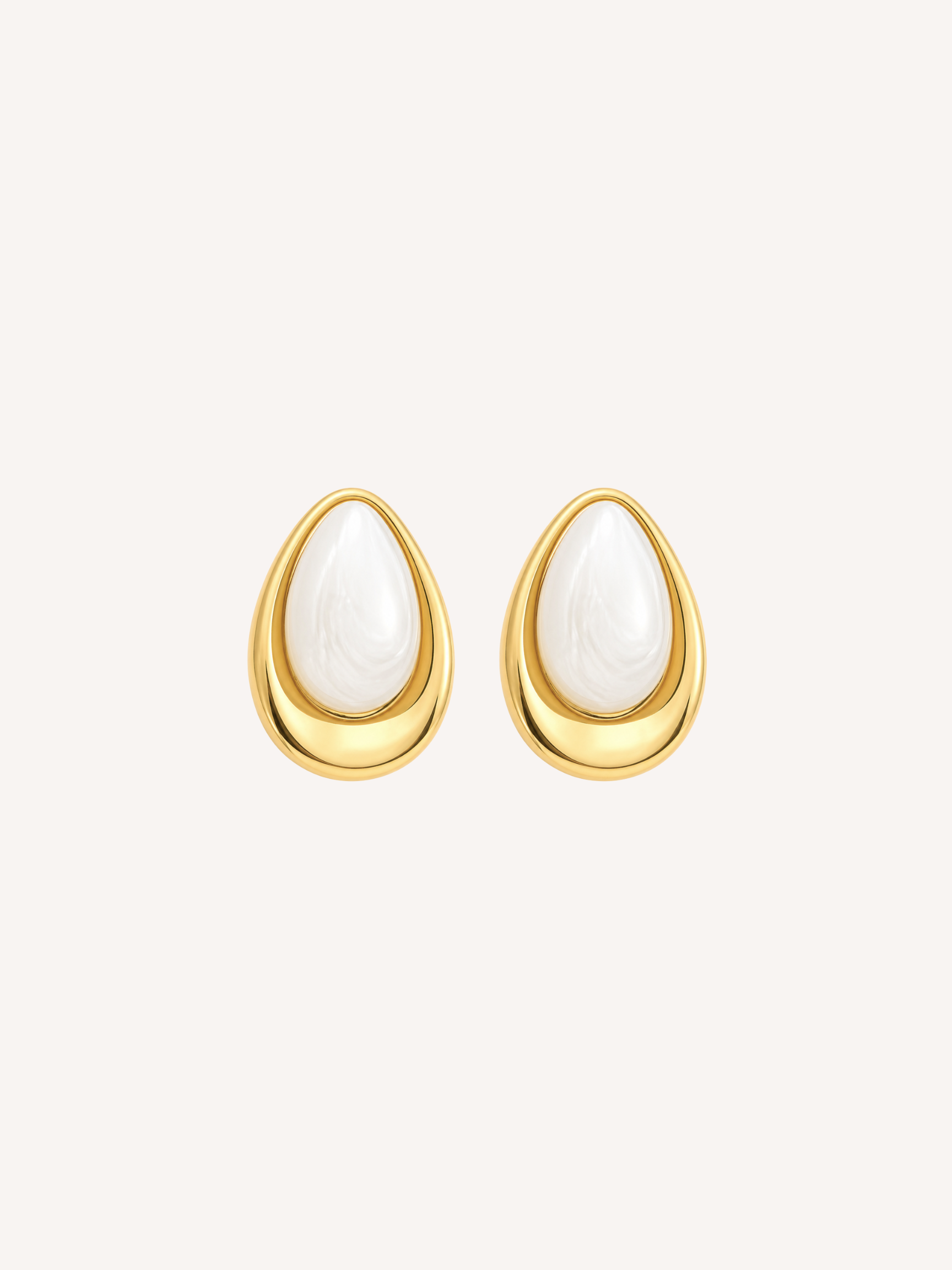 gold plated white marble resin teardrop statement earrings product photo