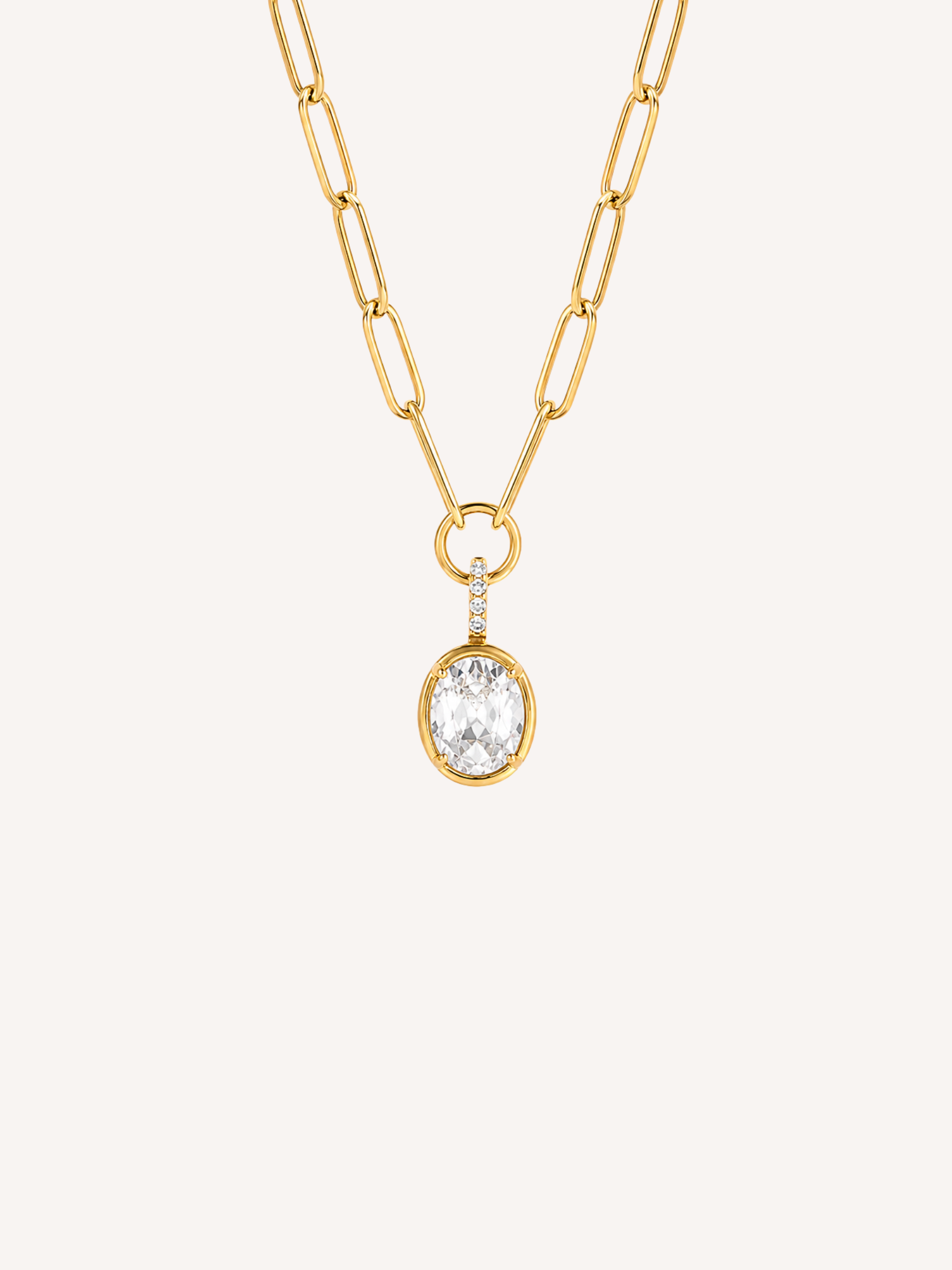 CZ Oval Pendant Necklace