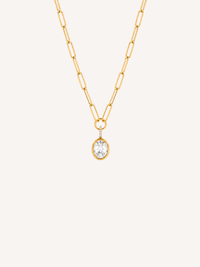 CZ Oval Pendant Necklace