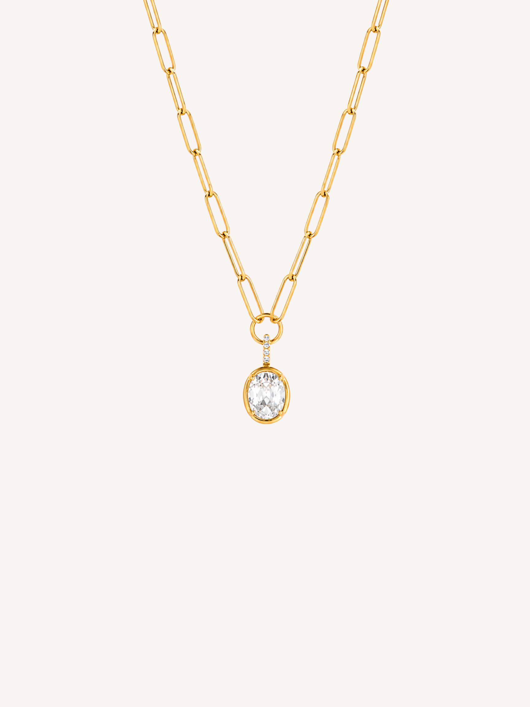 CZ Oval Pendant Necklace