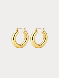 gold chunky tube hoop earrings bold hoops polished gold statement earrings
