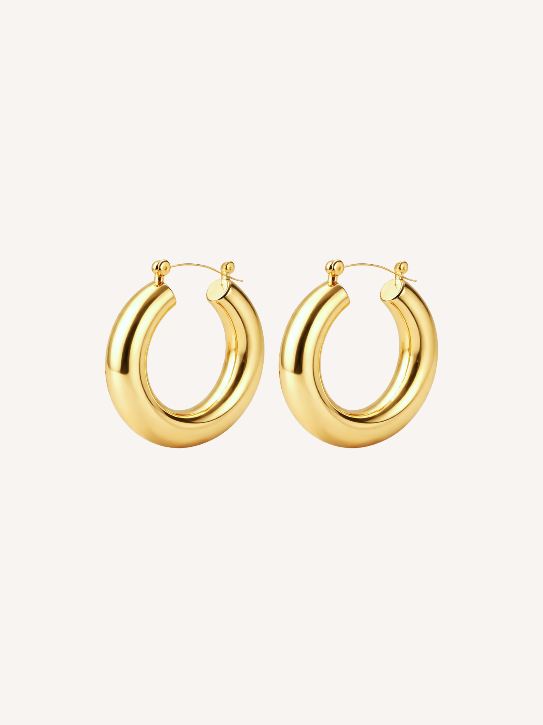 gold chunky tube hoop earrings bold hoops polished gold statement earrings