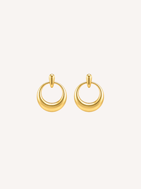 Gold circle stud earrings featuring a sculptural open-circle silhouette and polished finish.