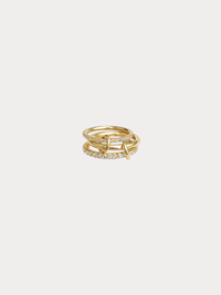 gold interlocking pave ring double band crystal accents product photo