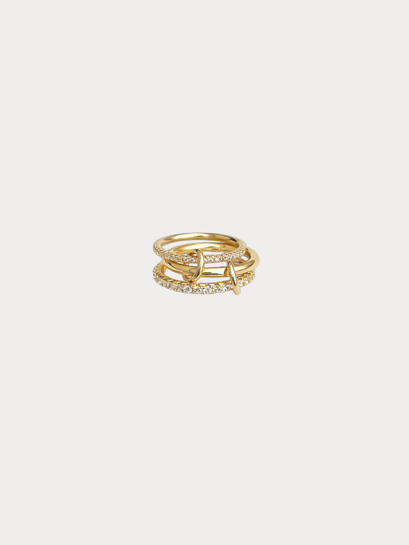 gold interlocking pave ring double band crystal accents product photo