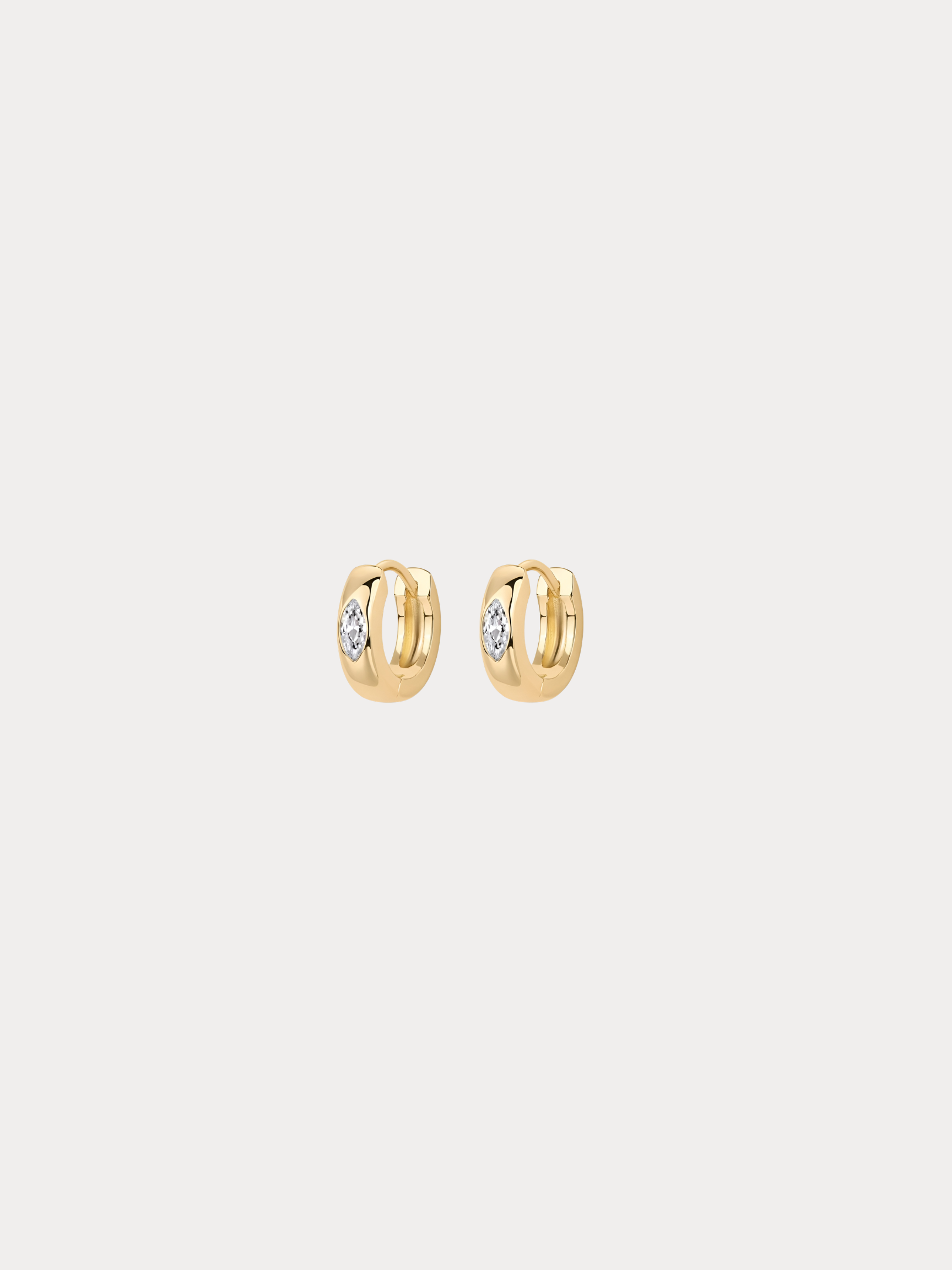 Gold marquise crystal huggie earrings