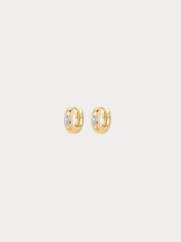 Gold marquise crystal huggie hoop earrings