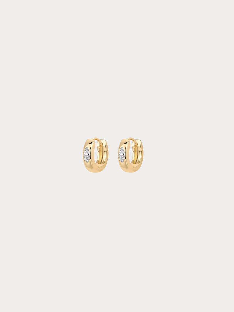 Gold marquise crystal huggie earrings