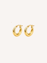 gold mini orb hoop earrings chunky small hoop earrings polished gold minimalist jewelry