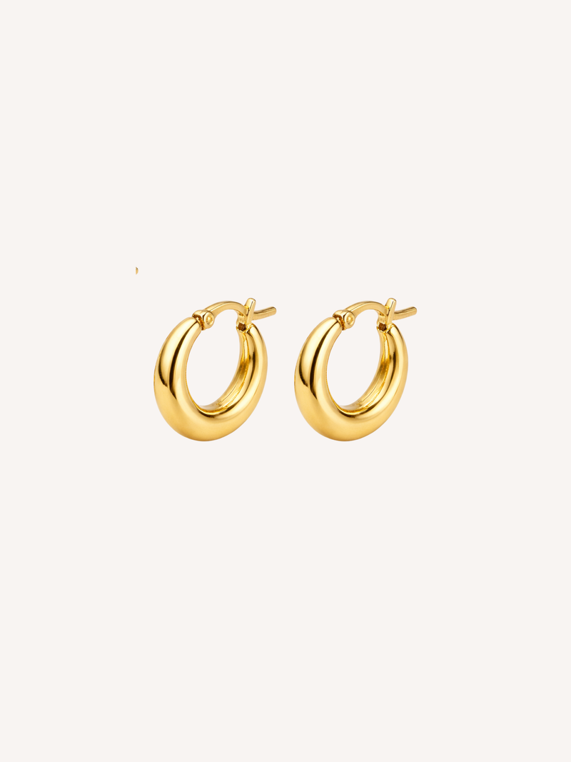 gold mini orb hoop earrings chunky small hoop earrings polished gold minimalist jewelry
