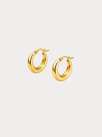 gold mini orb hoop earrings chunky small hoop earrings polished gold minimalist jewelry