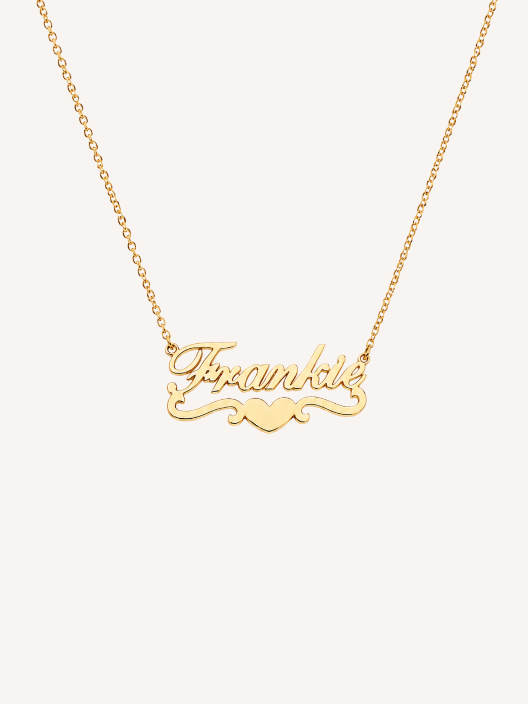 Heart Script Nameplate Necklace