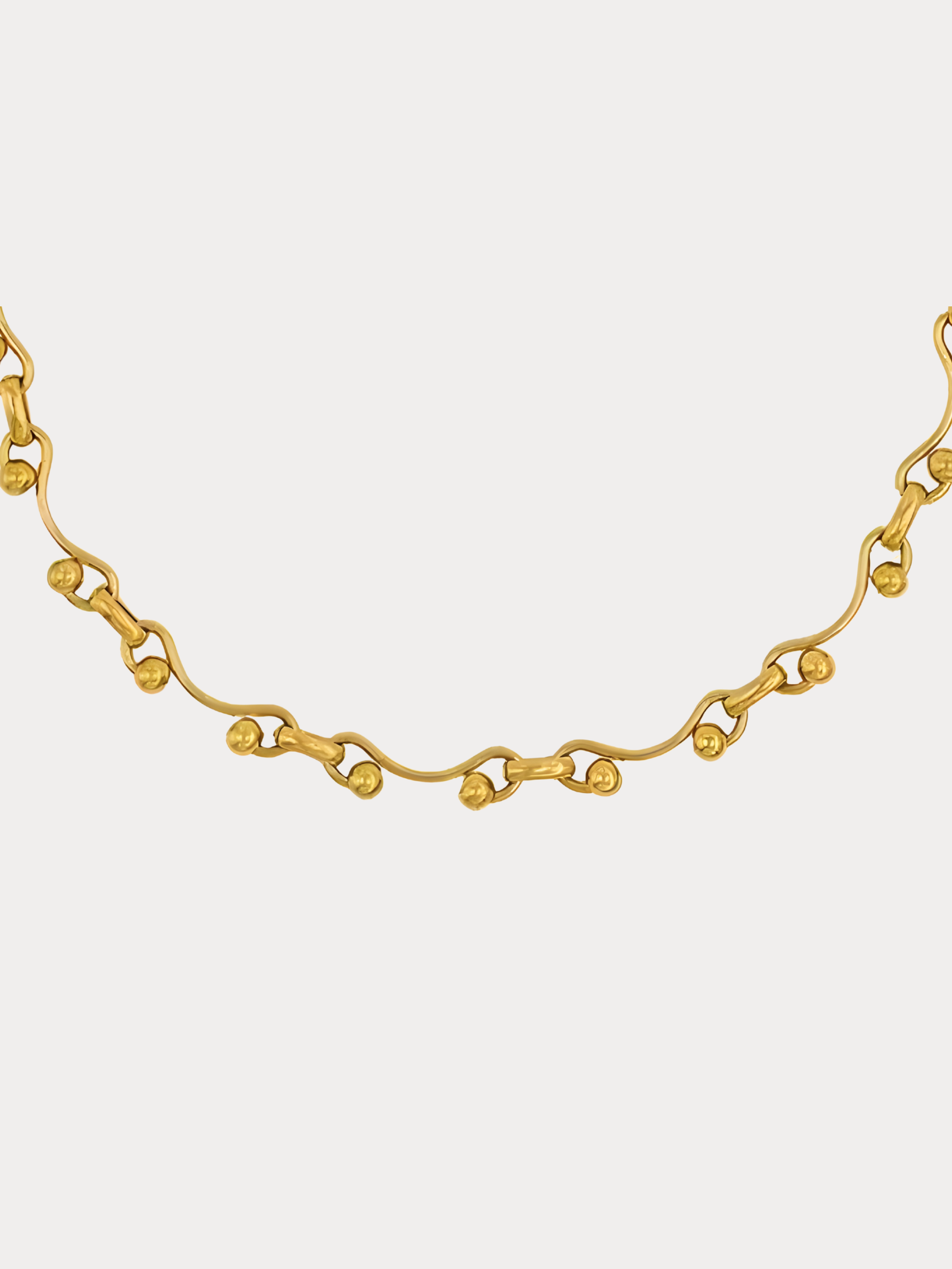 gold organic link chain necklace with fluid textured design