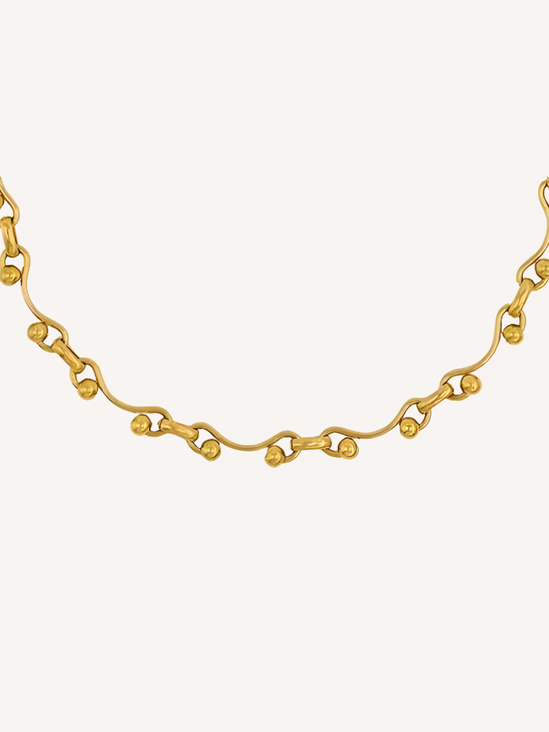 gold organic link chain necklace with fluid textured design