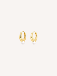 gold plated jacquie pearl huggie earrings with pearl drop product photo