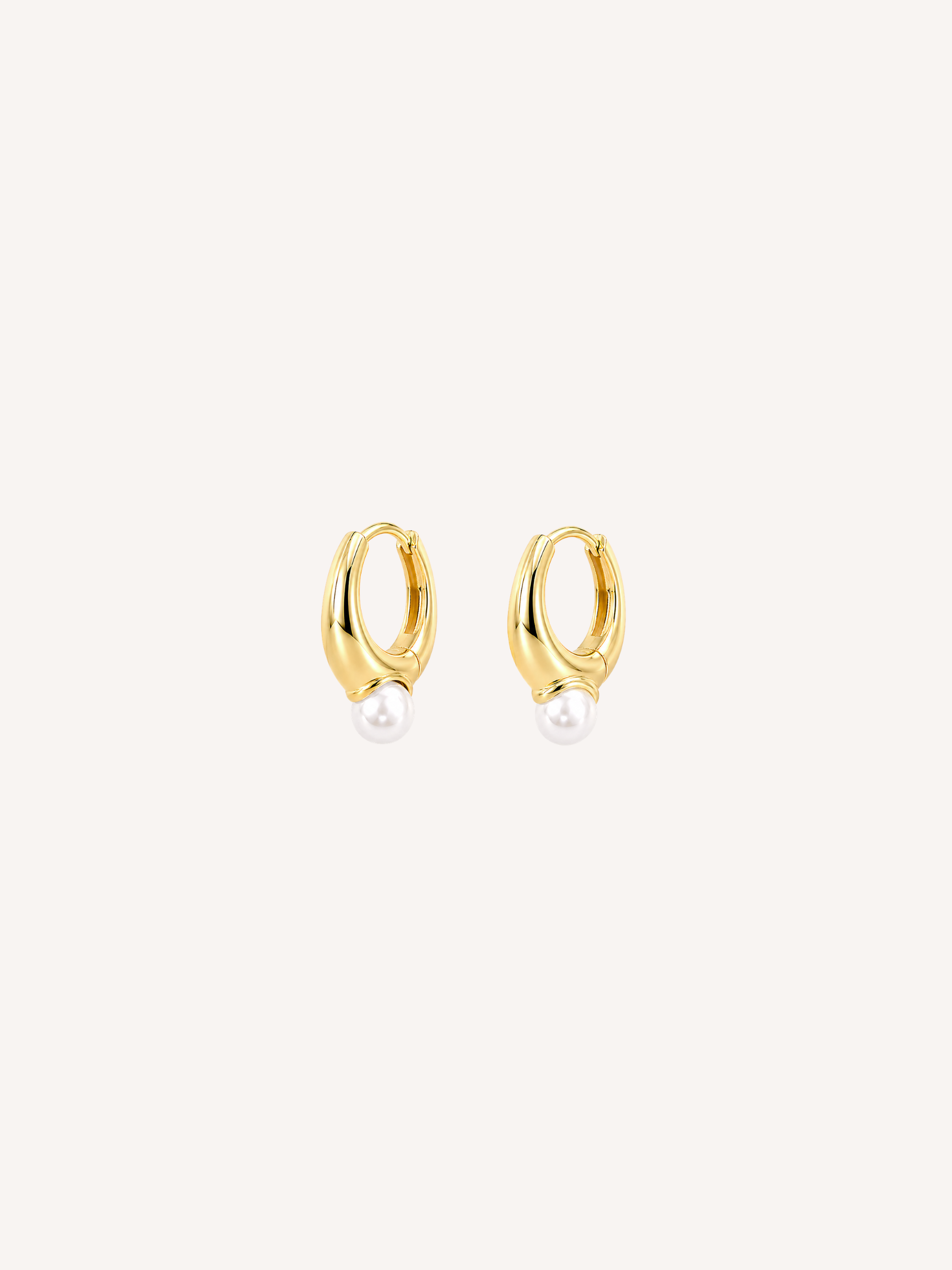 gold plated jacquie pearl huggie earrings with pearl drop product photo