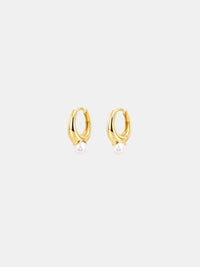 gold plated jacquie pearl huggie earrings with pearl drop product photo