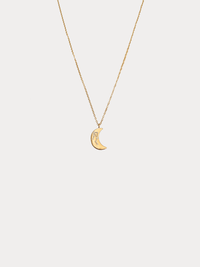 Gold Libra crescent moon necklace with constellation detailing