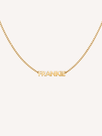 custom gold small block nameplate necklace personalized name bold font curb chain