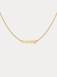 custom gold mini block nameplate necklace personalized name bold font curb chain