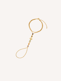 gold multi gemstone hand chain bracelet with colorful stones