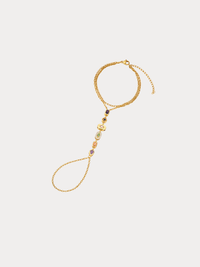 gold multi gemstone hand chain bracelet with colorful stones
