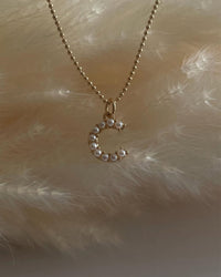 pearl initial necklace gold filled custom letter pendant close up detail