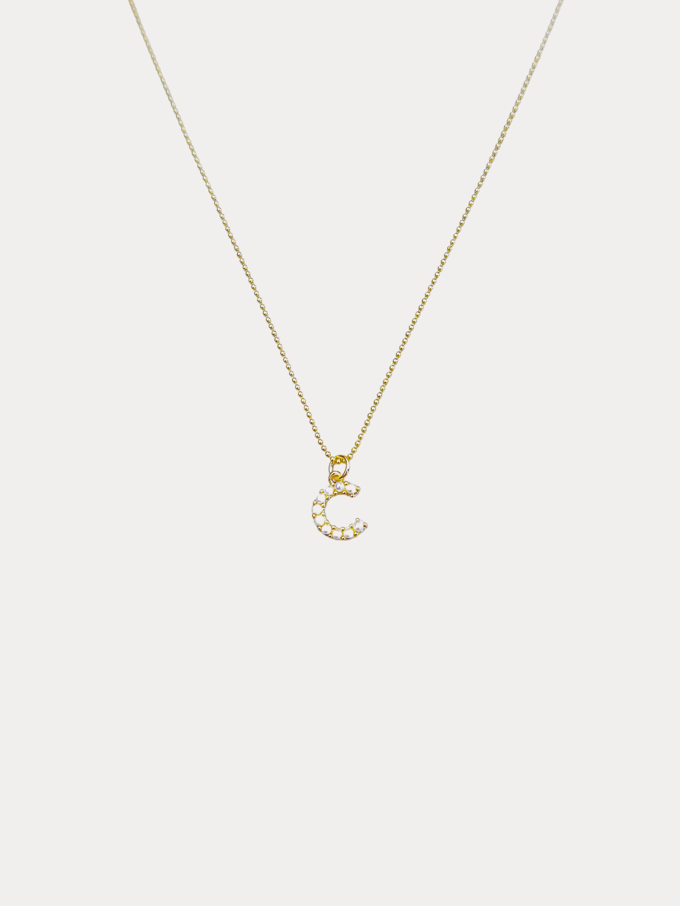 gold filled pearl initial necklace dainty personalized letter pendant