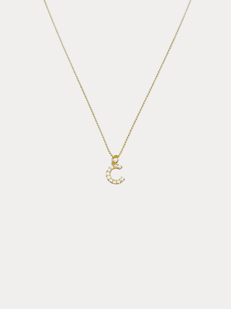 gold filled pearl initial necklace dainty personalized letter pendant