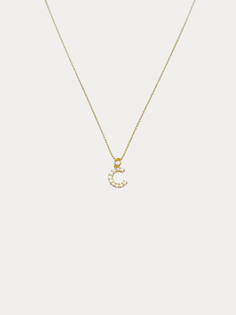 gold filled pearl initial necklace dainty personalized letter pendant