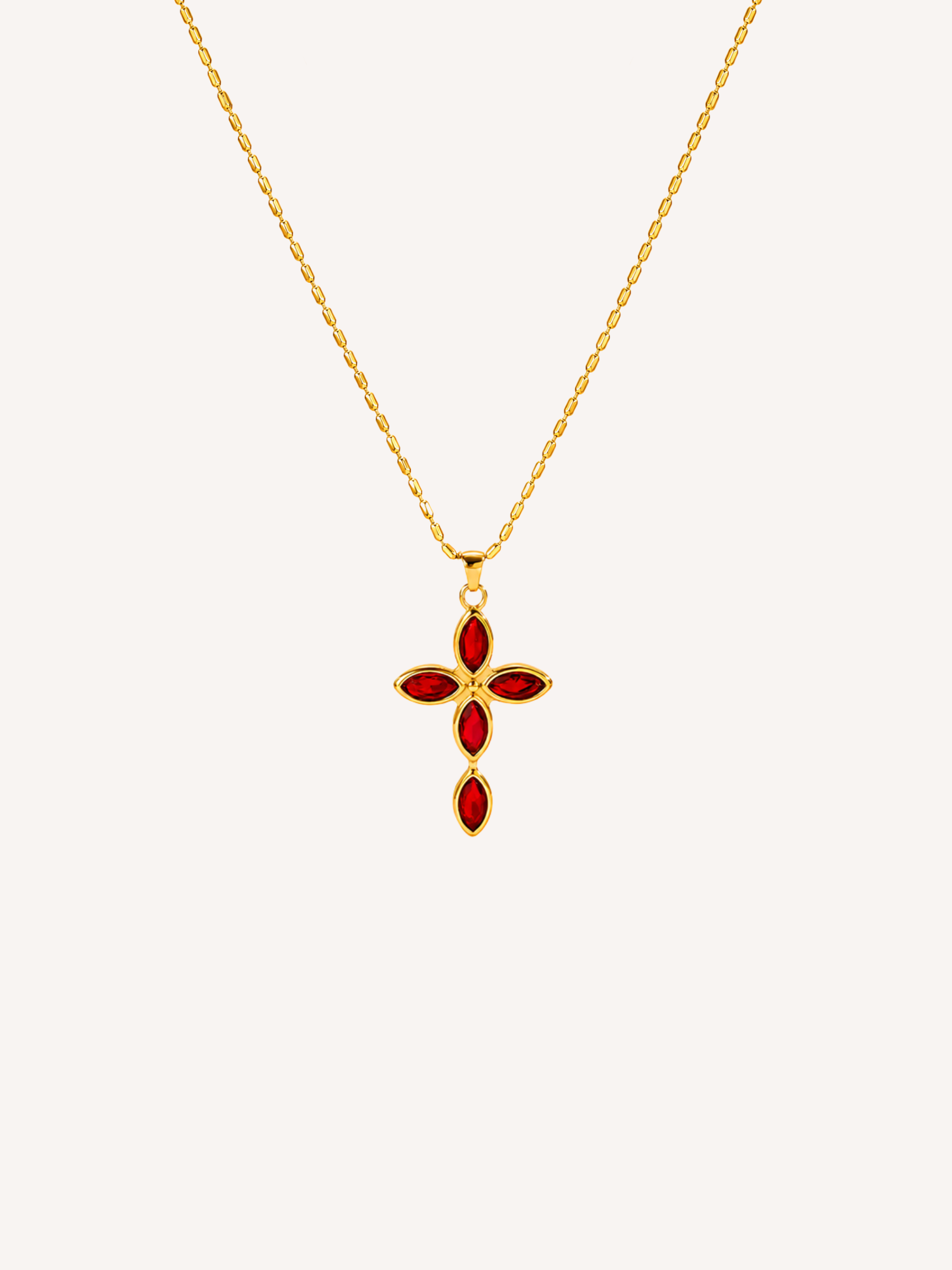 Red CZ Cross Necklace
