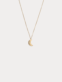 Gold Sagittarius crescent moon necklace with constellation detailing