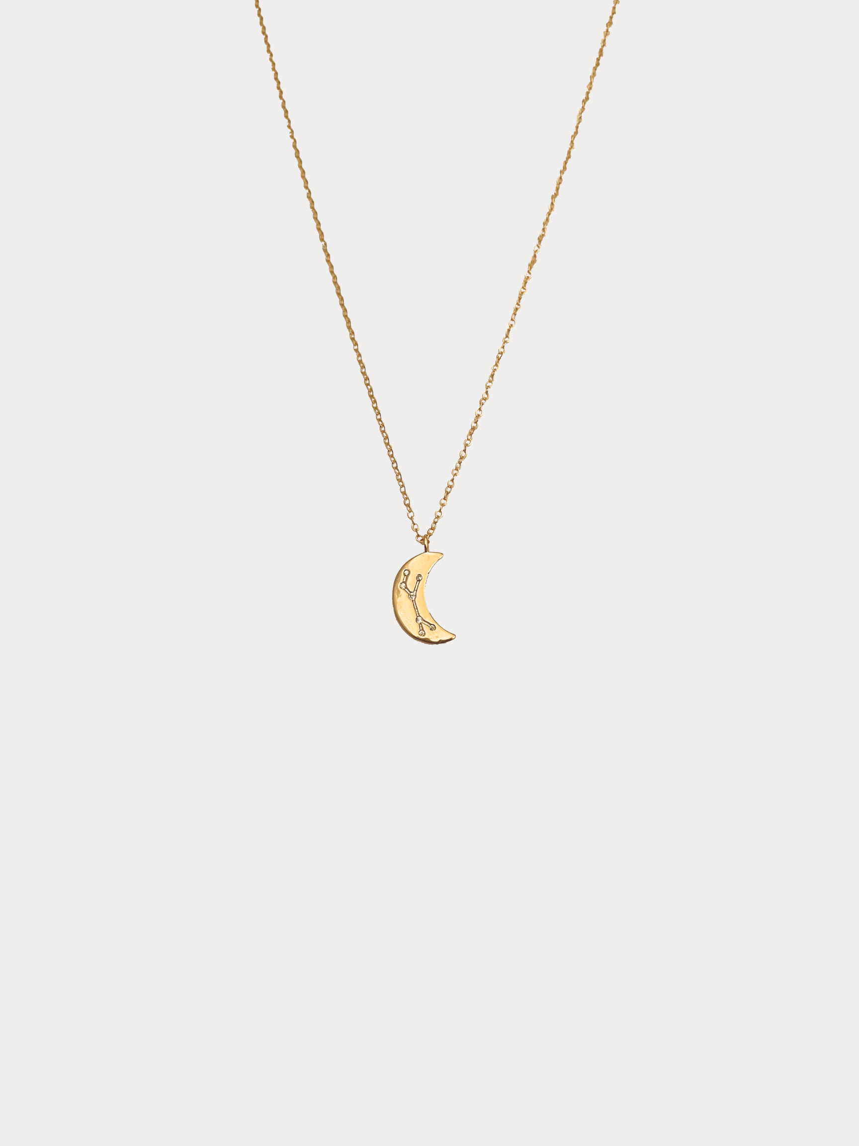 Gold Scorpio crescent moon necklace with constellation detailing