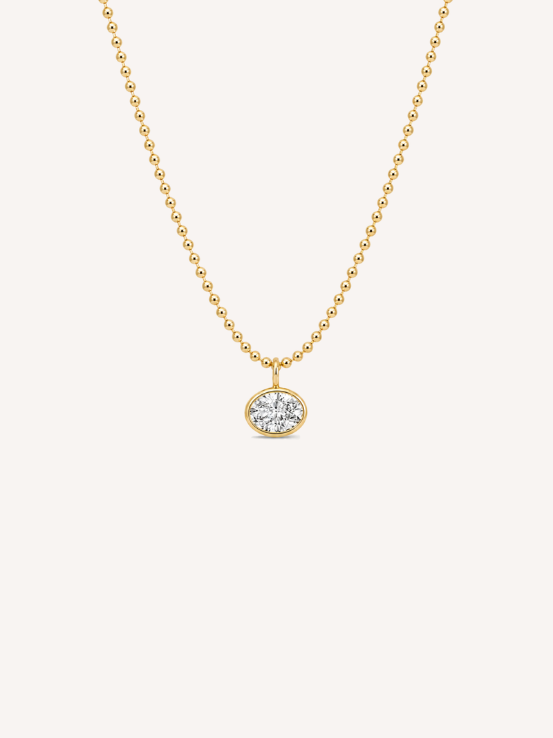 sloane oval bezel necklace 18k gold plated cz crystal pendant tarnish free