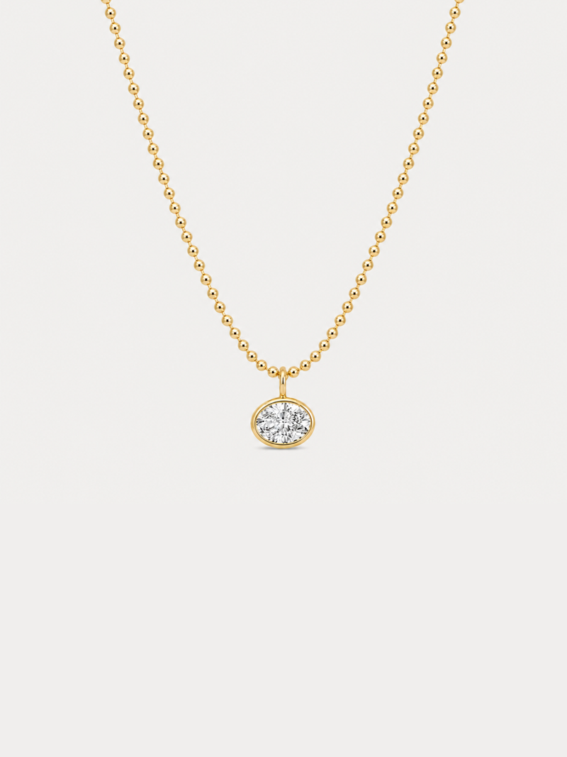 sloane oval bezel necklace 18k gold plated cz crystal pendant tarnish free