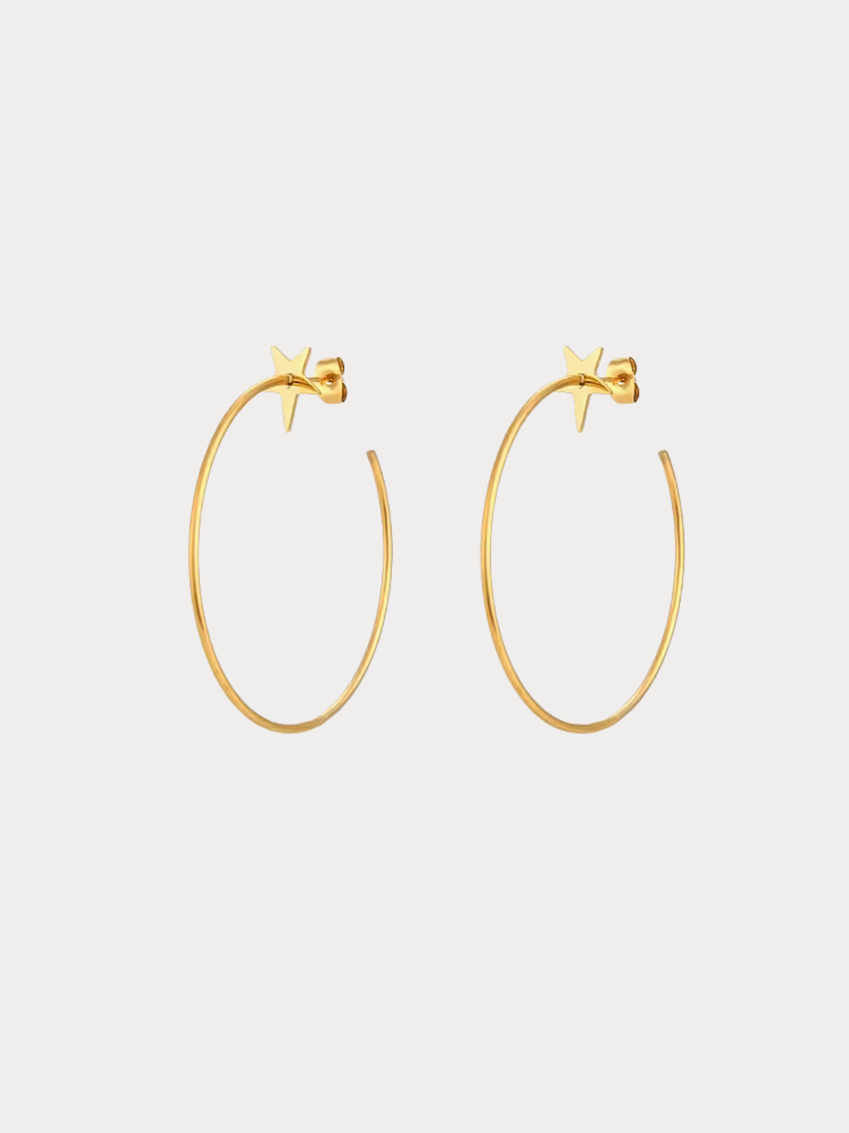 gold hoop earrings with small star detail minimalist design