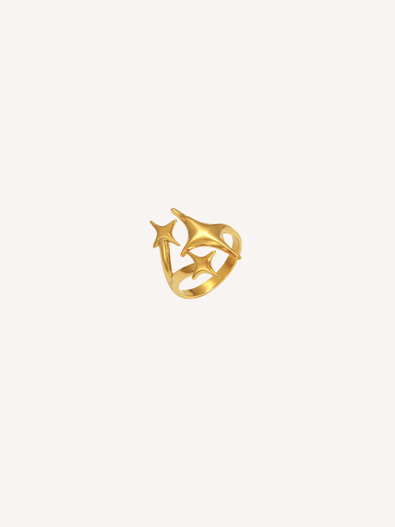 gold sculptural star ring with bold modern design