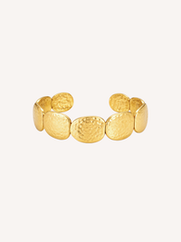 gold cuff bracelet with organic textured oval discs
