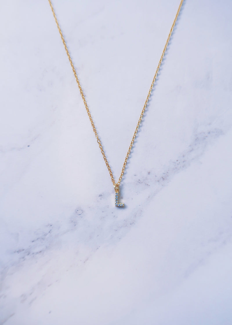 Tiny Crystal Initial Necklace