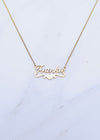 Heart Script Nameplate Necklace