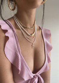 Pave Pearl Initial Choker