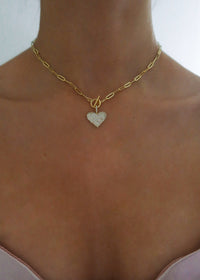 Pave Heart Toggle Chain