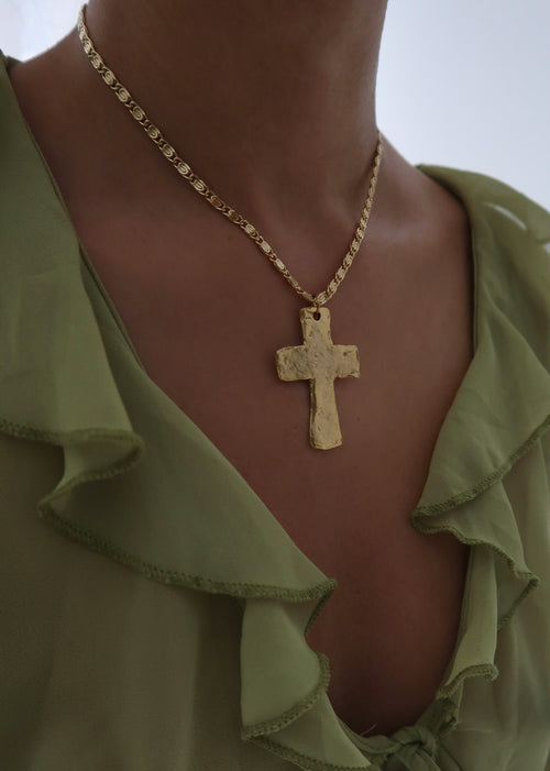 Hammered Cross Necklace