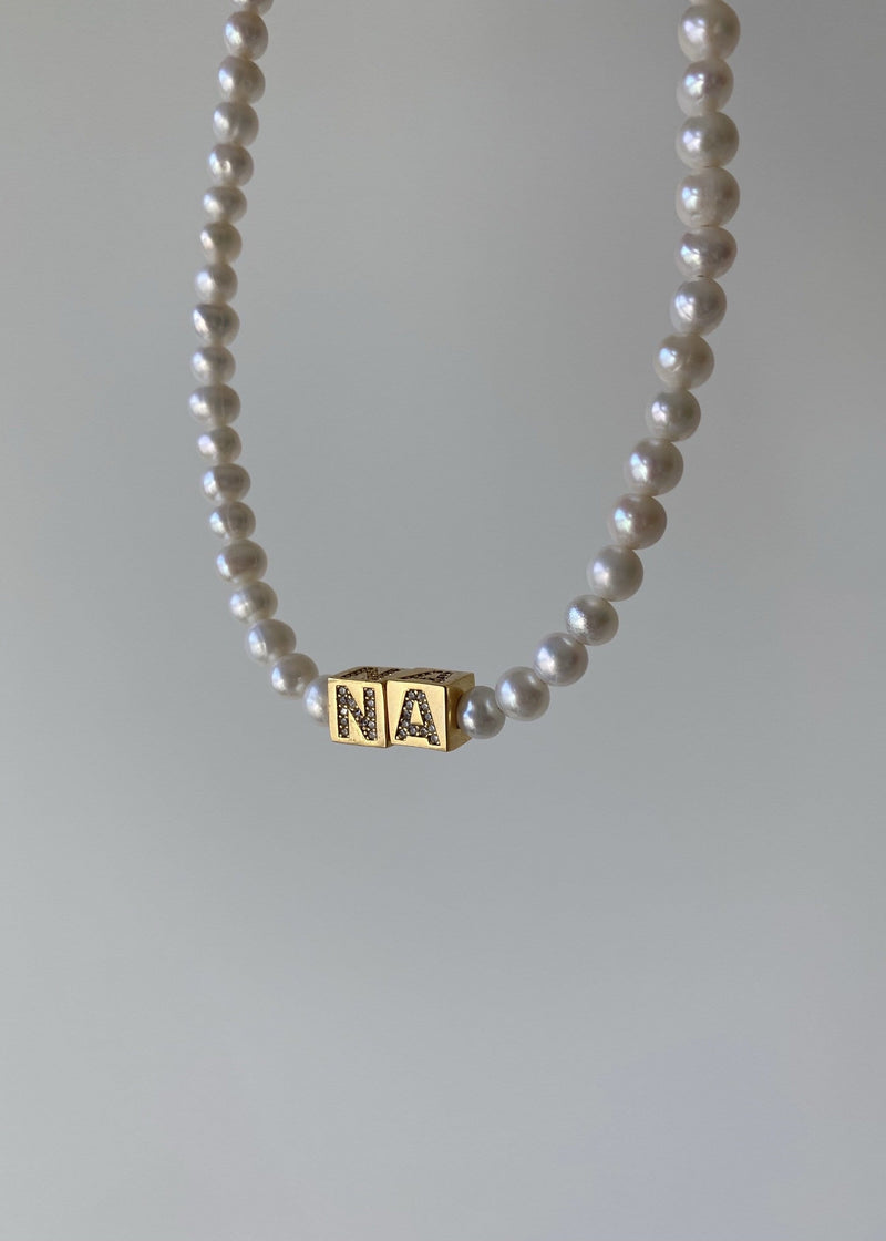 Pave Pearl Initial Choker