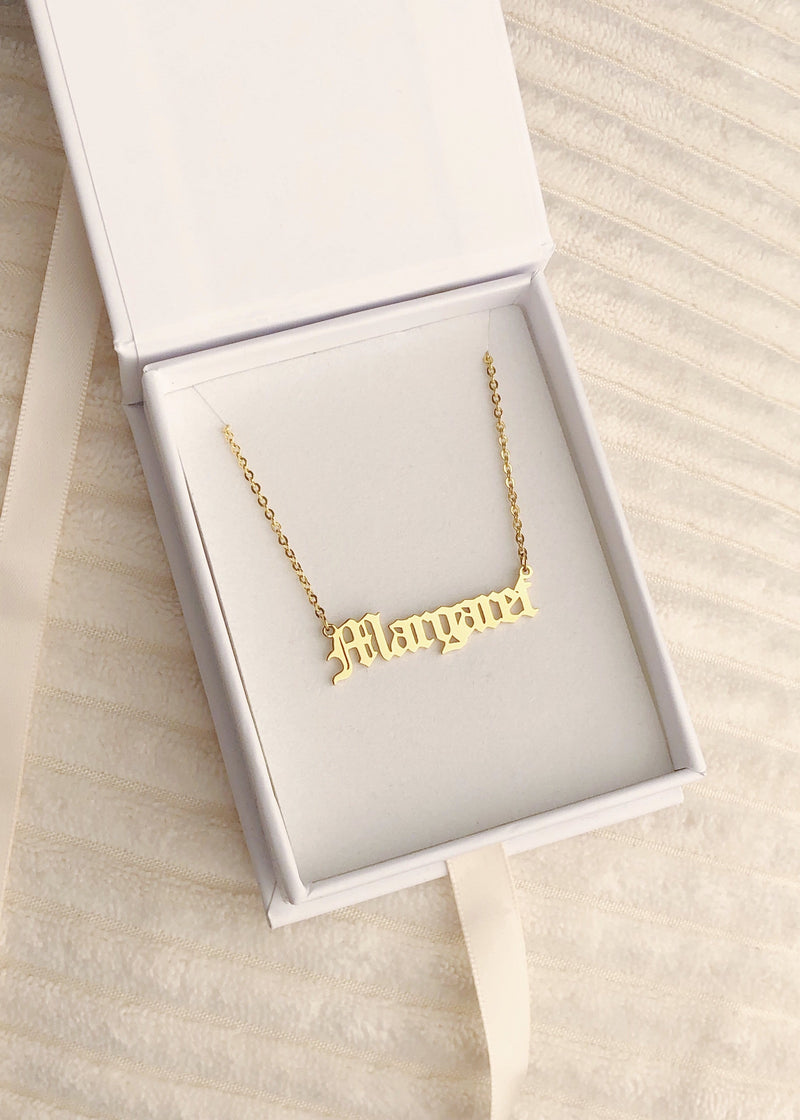 Old English Nameplate Necklace